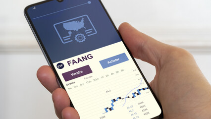 FAANG. fond big five, fonds etf faang tech web. Acheter un fonds en bourse. Spéculer sur la thématique big five Américaine faang. Texte en français.