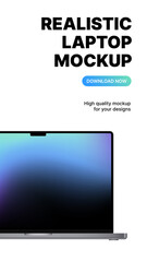 Realistic Laptop with Blue Gradient Screen. Download Notebook Stories Mockup for Marketing purposes. Vector illustration