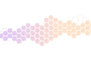 Hexagons pattern background. Genetic research, molecular structure. Chemical engineering. Concept of innovation technology. Used for design healthcare, science and medicine background