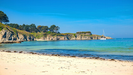 Belle ile en mer island beach in french atlantic britanny ocean