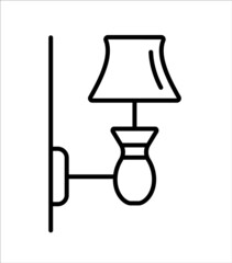 Vintage country cottage sconce. Vector line icon. Living room or bedroom wall light. Antique interior decor element. Isolated object
