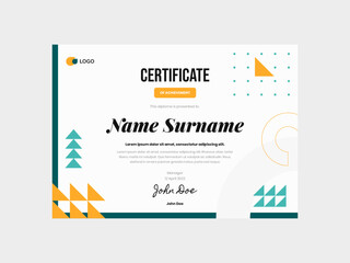 Tosca Blue Geometric Pattern Mosaic Corporate Business Certificate Template. This design combines a sophisticated Tosca Blue color scheme with a modern geometric pattern.