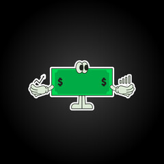 illustration of money holding charts with black background