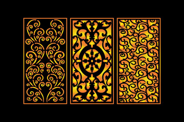 Decorative Die Cut Floral Seamless Abstract Pattern Laser Cut Panels Gold Template
