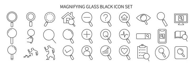 Icon set related to magnifying glass and survey
