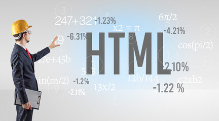 Engineer in hard hat with abbreviation