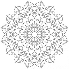 Leaf Flower Petal Coloring Mandala Art Simple Graphic Shape Vector Floral Oriental Outline Vintage Decorative Elements Pattern Illustration Islam Arabic Indian Turkish Mystic Religion Morals Lotus