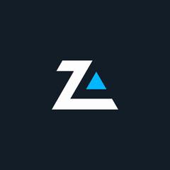 initial letter Z A logo flat - obrazy, fototapety, plakaty