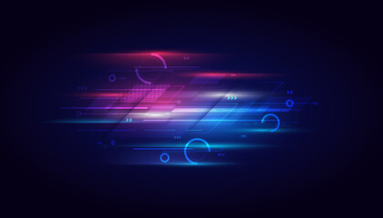 Modern abstract high-speed light effect. Technology futuristic dynamic motion on blue background. Movement pattern for banner or poster design background concept.