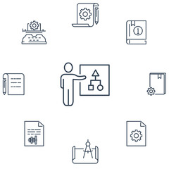 Technical Documentation icons set . Technical Documentation pack symbol vector elements for infographic web