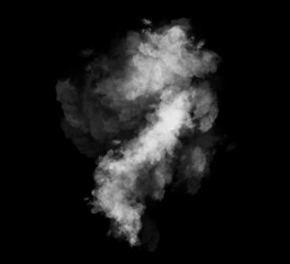 Abstract white puffs of smoke swirls overlay on black background pollution. Royalty high-quality...