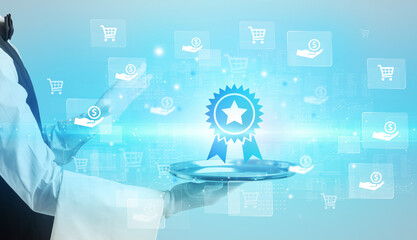 Waiter serving business idea concept