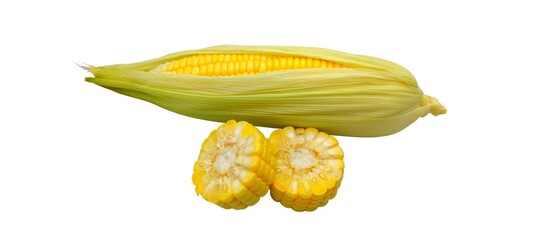 Ear of corn isolated on white background as a package design element.