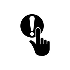 Obraz premium Touch icon with exclamation mark. hand. suitable for warning symbol, notification. solid icon style. simple design editable. Design template vector