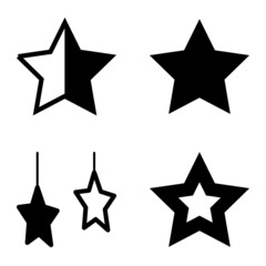Stars Flat Icon Set Isolated On White Background