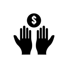 Hand icon with dollar. solid icon style. suitable for currency symbol, business. simple design editable. Design template vector