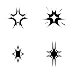 Starburst Flat Icon Set Isolated On White Background