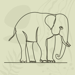 elephant continuous line drawing, sketch