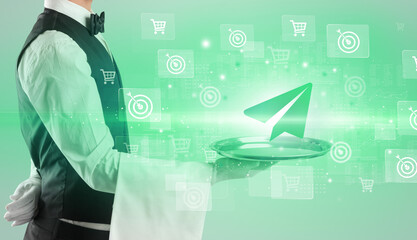 Waiter serving business idea concept