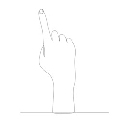hand with index finger continuous line, sketch, vector