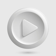Play Icon. White Round Element. Vector illustration
