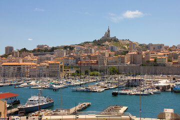 Fototapeta na wymiar Marseille harbour port city skyline, Marseille, France
