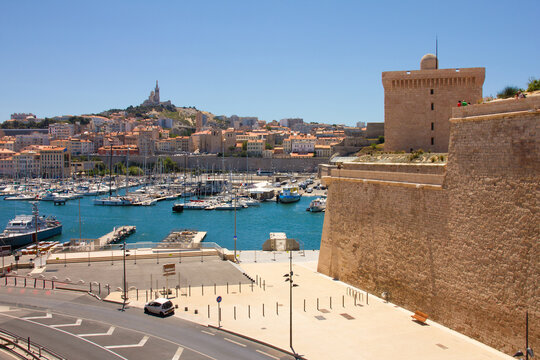 Marseille harbour port city skyline, Marseille, France