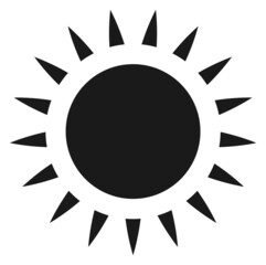 Sun icon. Black shining badge. Light symbol