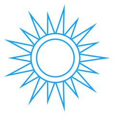 Blue sun symbol. Stylized rays star icon