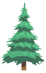 Fir tree. Cartoon forest icon. Woodland sign