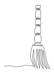 Broom, a tool for manual cleaning of the house. Continuous line drawing