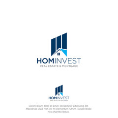 Fototapeta premium home invest real estate and mortgage logo, creative bar diagram and home vector