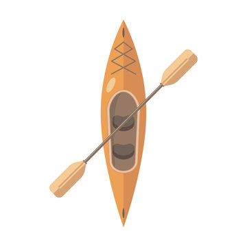 Boat kayak with oar on white background