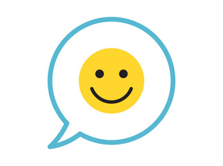 Simple facial expression and yellow cartoon smile flat vector illustration.	
