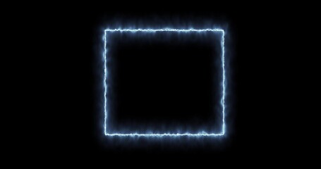 Rectangle, frame of energy, neon, smoke. blue rectangle on a black background. Gradually, a neon...