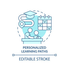 Personalized learning paths turquoise concept icon. Individual schedule. Education abstract idea thin line illustration. Isolated outline drawing. Editable stroke. Arial, Myriad Pro-Bold fonts use