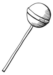 Lollipop icon. Hard candy engraving. Sweet sketch