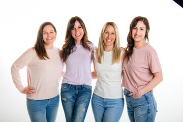 Portrait Of Four best friends Women In Studio Standing