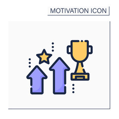 Success rate color icon. Self-development. Percentage of success. Speed with which people achieved goals. Motivation concept. Isolated vector illustration
