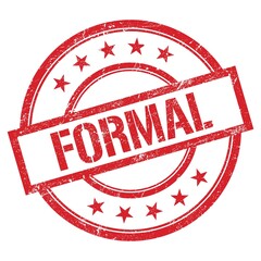 FORMAL text written on red vintage stamp.