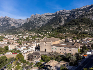 Fototapeta na wymiar aerial view of the convent of Sagrats Cors, Soller, Majorca, Balearic Islands, Spain