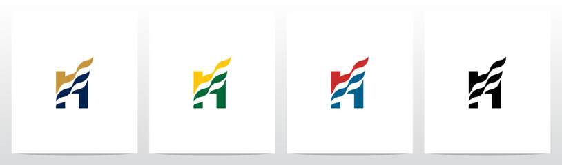 Waving Flag On Letter Logo Design H