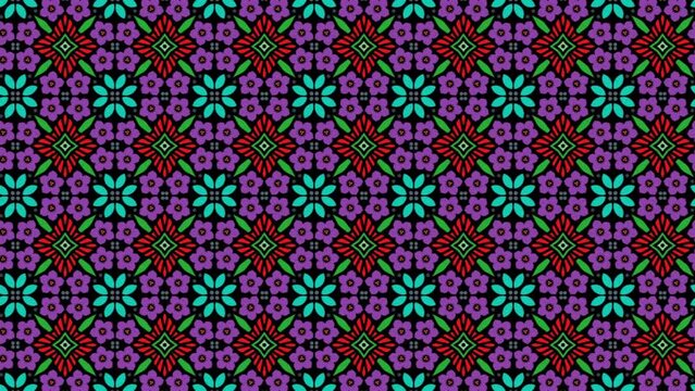 Computerized animation of colorful bright purple paper layout, sliding towards left. Motion graphics. Interior decor.