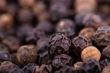 closeup background of black pepper seeds texture
