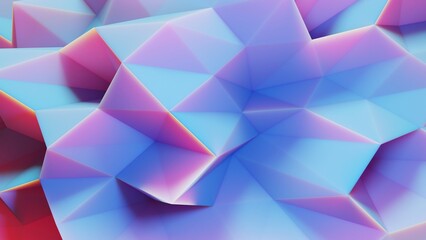 Modern geometric 3d background. Shades of blue and purple colors of a modern 3d rendered background.