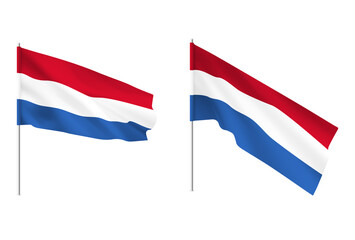 Netherlands flags. Set of national realistic Netherlands flags.
