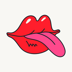 Cartoon vector funny cute Comic characters, mouth with tongue.