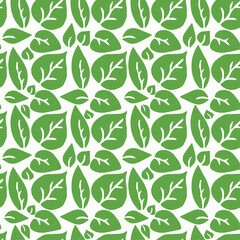 seamless pattern with green leaves. green leaves on the white background