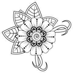 Flowers in black and white. Doodle art for coloring book