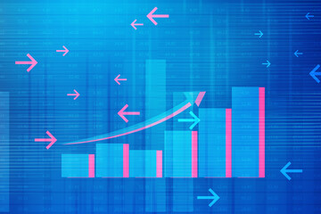2d rendering Stock market online business concept. business Graph 